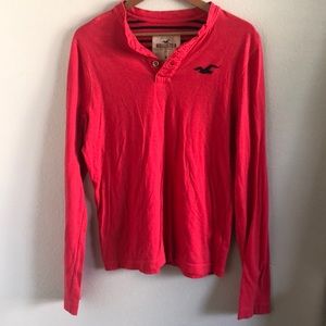 Red long sleeve mens Hollister shirt